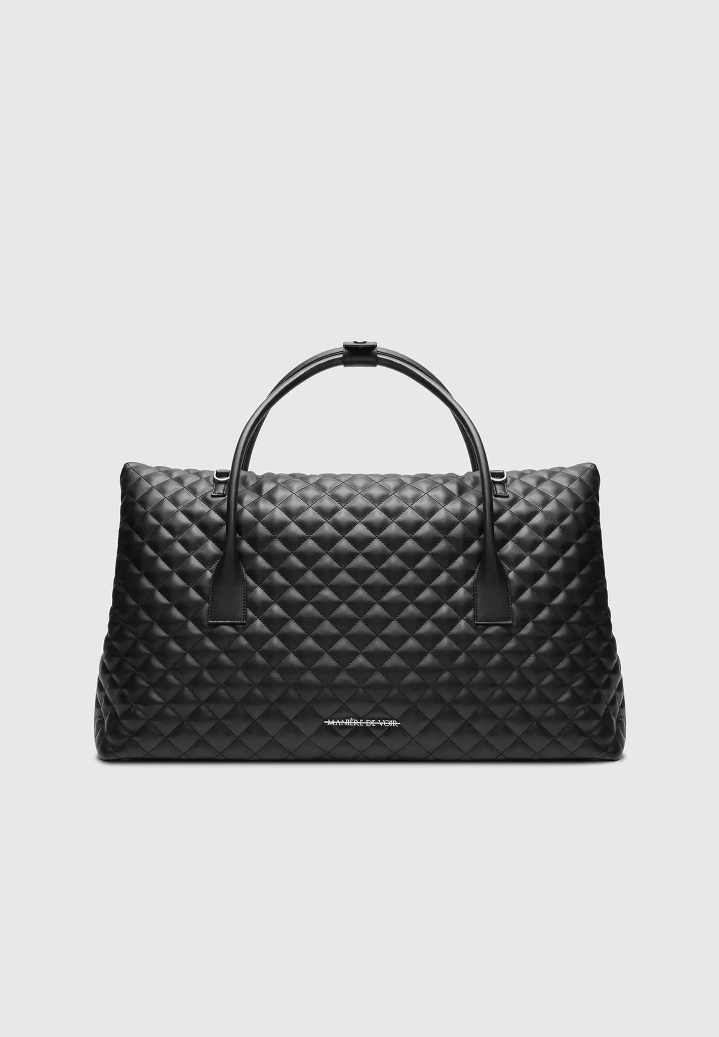 Leather Diamond Quilted Travel Bag - Black