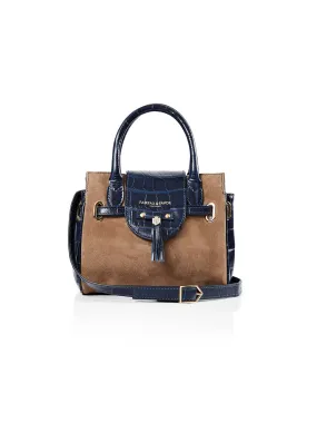 Limited Edition | The Mini Windsor Handbag  - Tan & Navy Croc