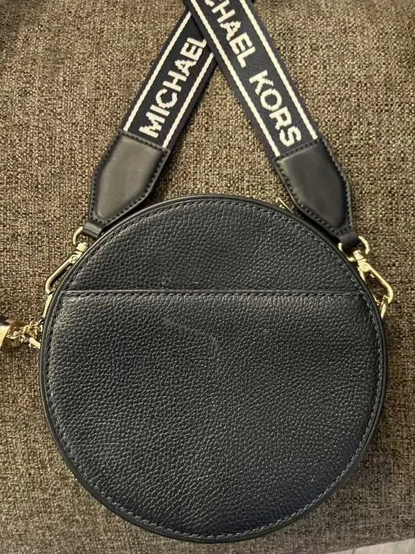 Logo Tape Pebbled Leather Canteen Crossbody Bag