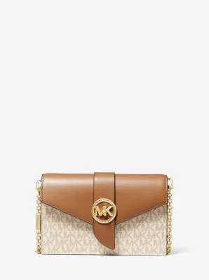 Medium Logo and Leather Convertible Crossbody Bag