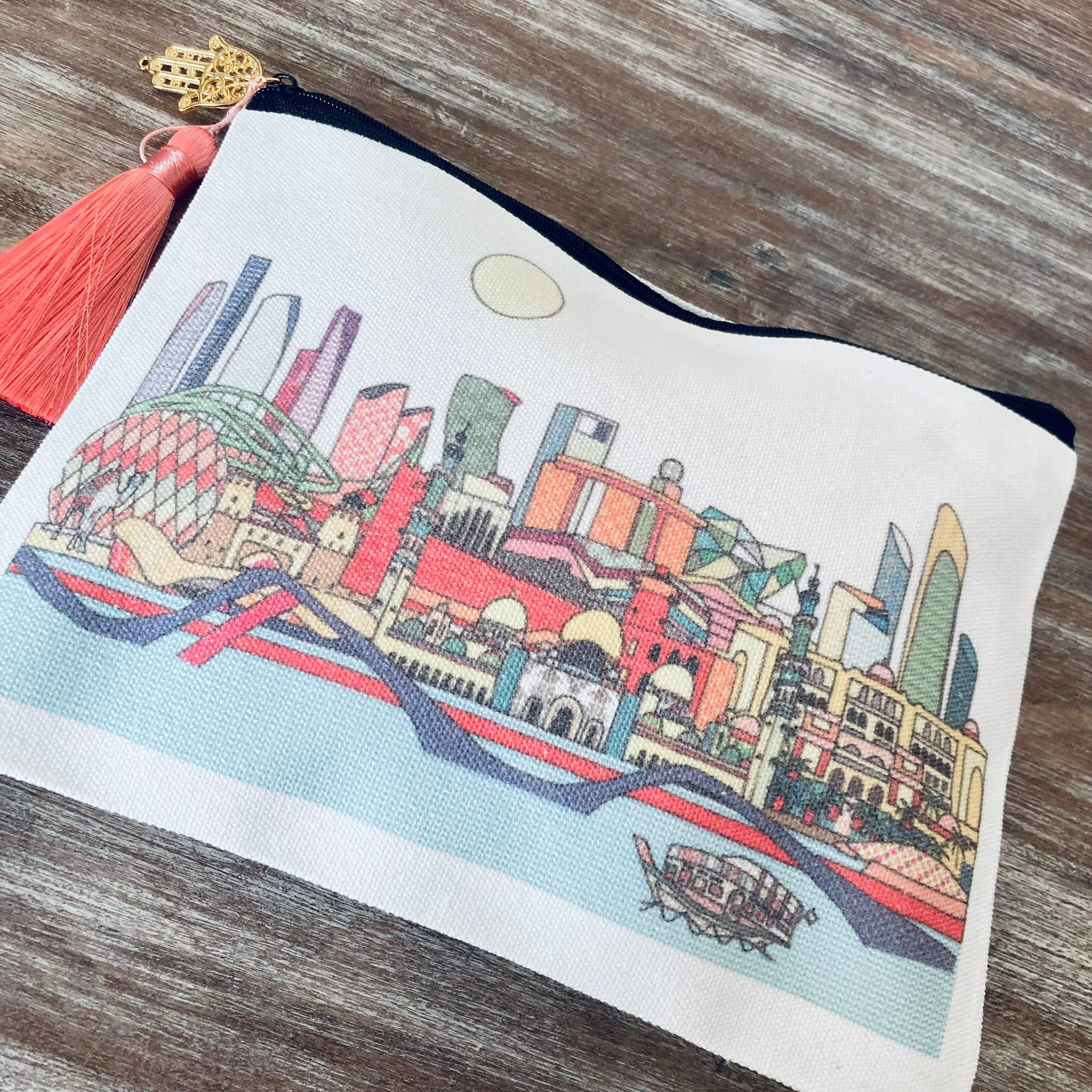 Patchwork Abu Dhabi Skyline Make-up Bag / Pencil Case