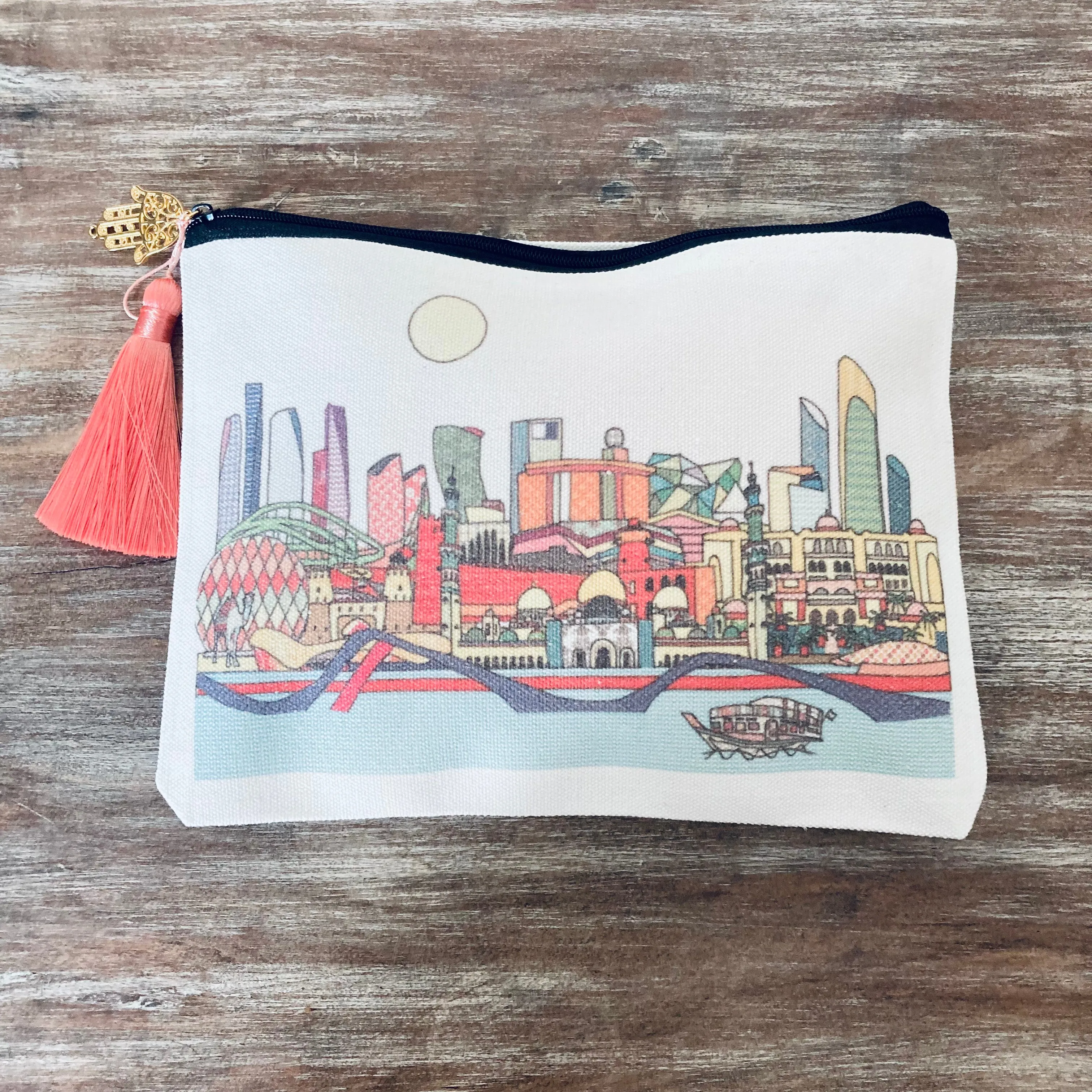 Patchwork Abu Dhabi Skyline Make-up Bag / Pencil Case