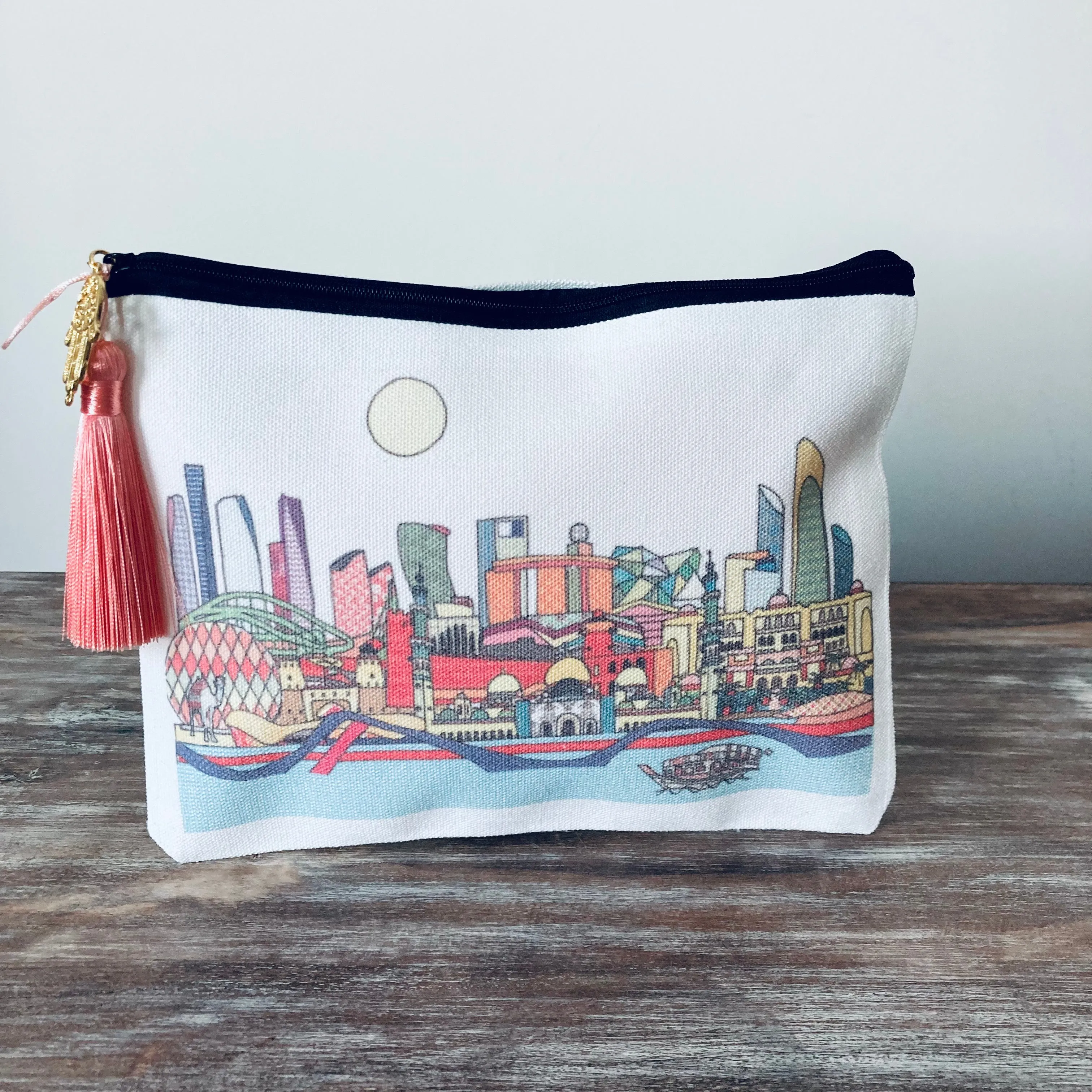 Patchwork Abu Dhabi Skyline Make-up Bag / Pencil Case