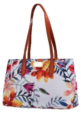 Pierre Cardin Aasha Floral Tote Handbag | Orange Tan