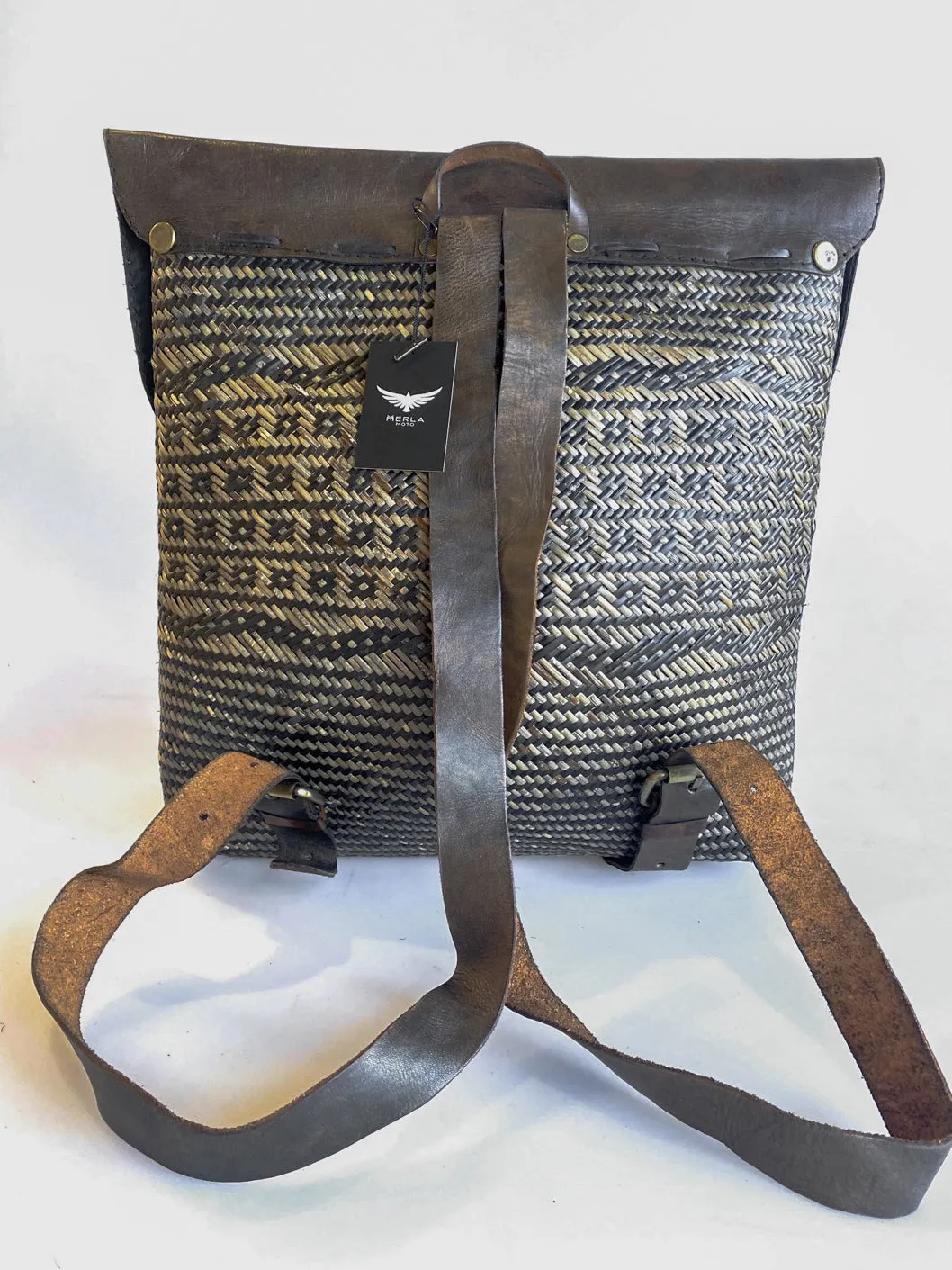 Rustic Rattan/Leather Satchel