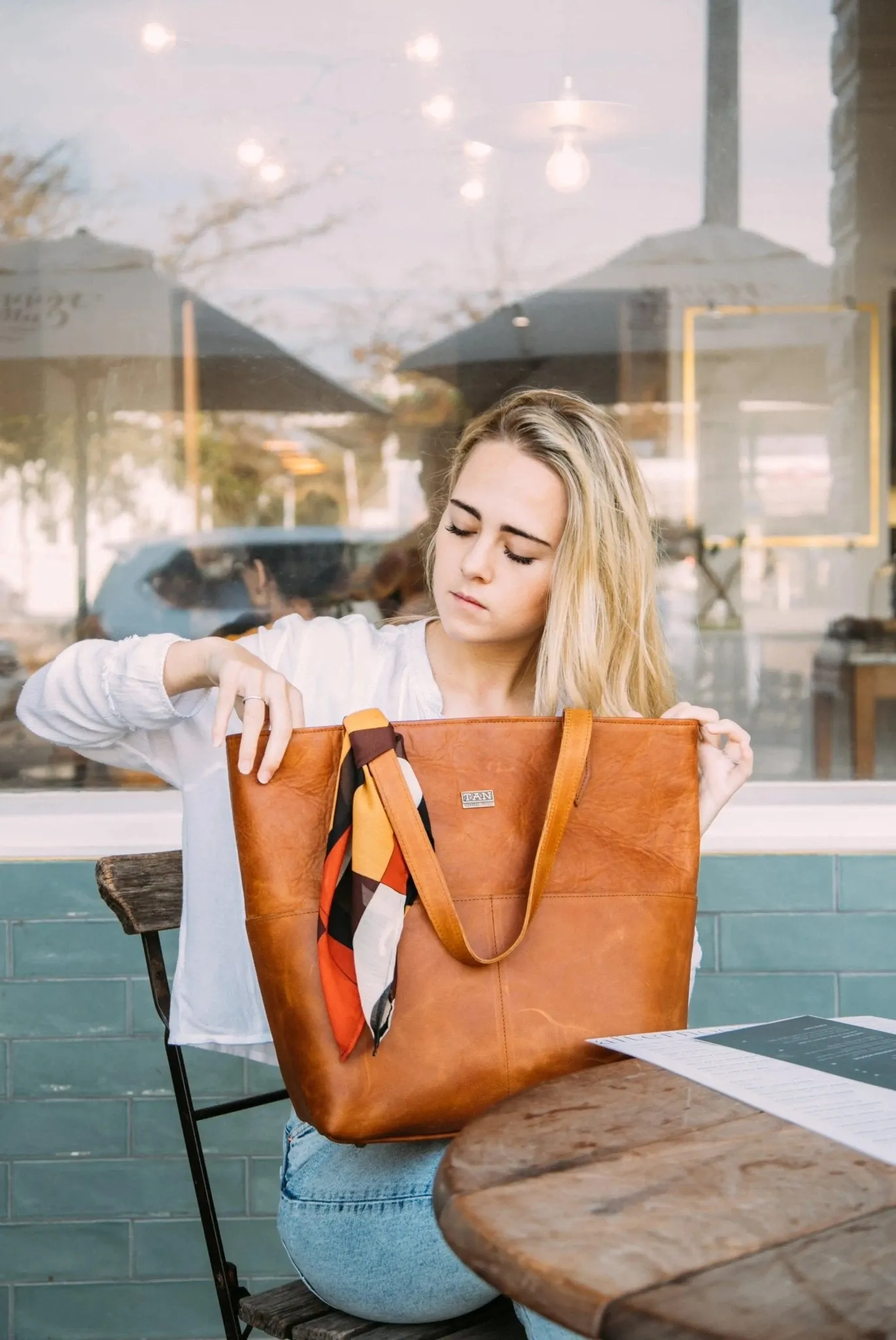 Tan Leather Goods - Emma Leather Handbag | Toffee