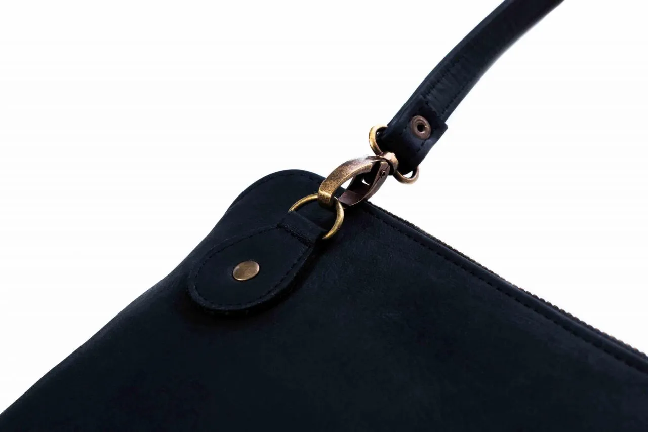 Tan Leather Goods - Taylor Leather Sling Bag | Black