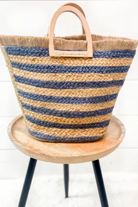 The Amelia Jute Bag - Blue Stripe