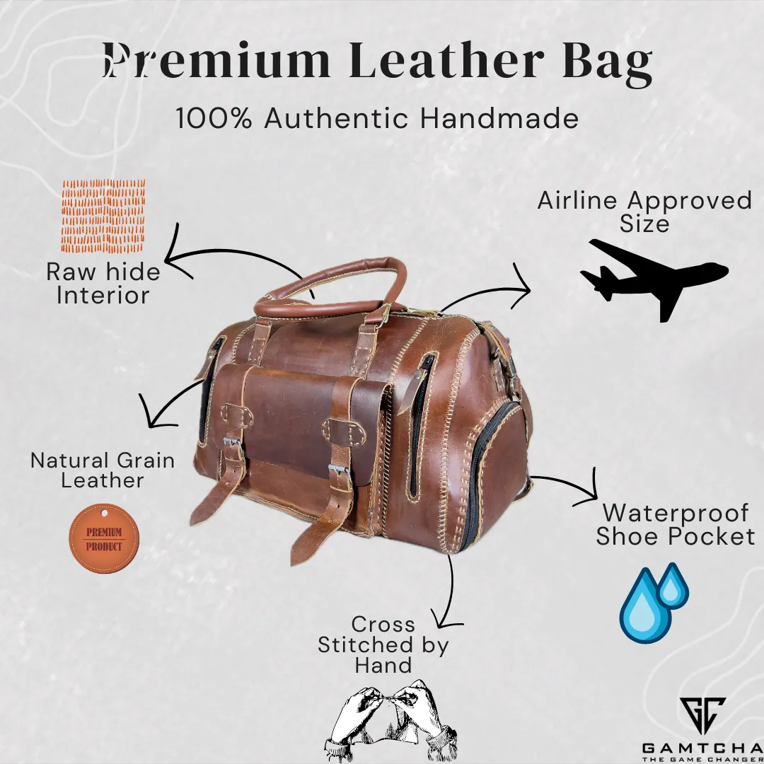 THE Hand Stitched LUXURIOS Leather DUFFLE BAG- M6